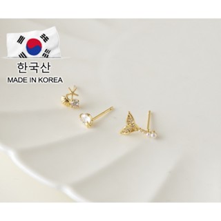 𝒸𝒾𝓃𝓎𝒾🫧KOREAN正韓珍珠人魚耳環-金色3件組︱SEOUL MATE首爾妹