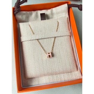 （已售出）HERMES 淡粉玫瑰金H POP MINI項鍊