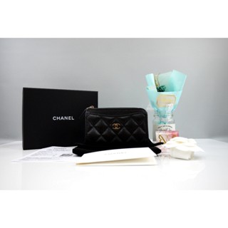 ☆優買二手精品名牌店☆ CHANEL AP3179 COCO L型 黑色荔枝皮金釦 零錢包信用卡夾短夾皮夾錢包 全新