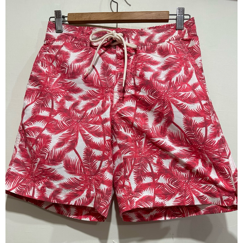 Uniqlo 男性 海灘🏖️短褲，前側魔鬼氈 綁帶，後腰圍鬆緊帶，雙側口袋，粉色M號，99成新零碼商品