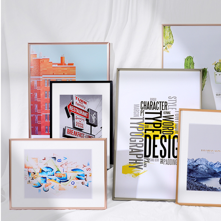 鋁合金相框 超細窄邊金屬相框 畫框 海報框 拼圖框 裝裱框 簡約相框 掛墻相框 A4 A3 客製化相框