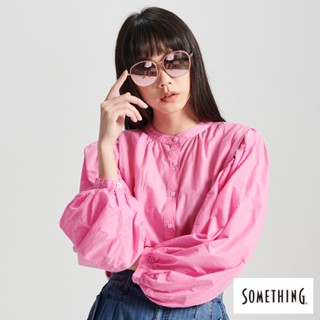 SOMETHING 女款 泡泡袖造型長袖襯衫(粉紅色)
