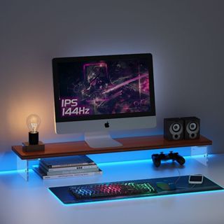 亞克力懸浮感 電腦架 螢幕增高架 電腦螢幕架 桌上置物架 增高架 電腦桌 層架 木質架 收納架 螢幕架 鍵盤架