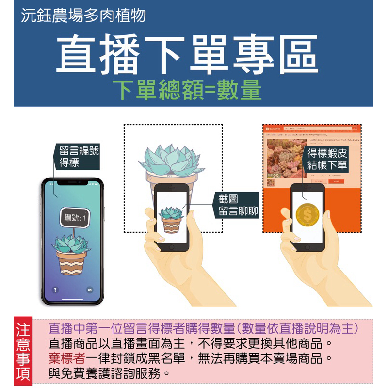 沅鈺農場   多肉植物   直播得標結帳下單區  下單總金額=商品數量