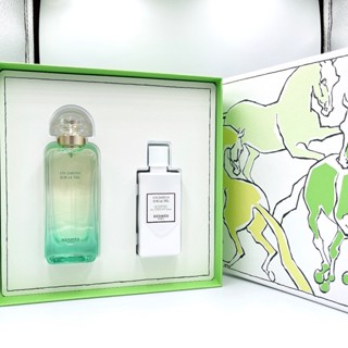 HERMES 愛馬仕 Un Jardin sur le Nil 尼羅河花園中性淡香水禮盒 香水100mL＋身體乳80mL