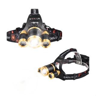 【創藝】超亮強光三眼頭燈 加贈電池x2(臺灣快速出貨)防水頭燈 頭燈 LED頭燈 釣魚燈 工作頭燈 登山燈 戶外燈 頭戴