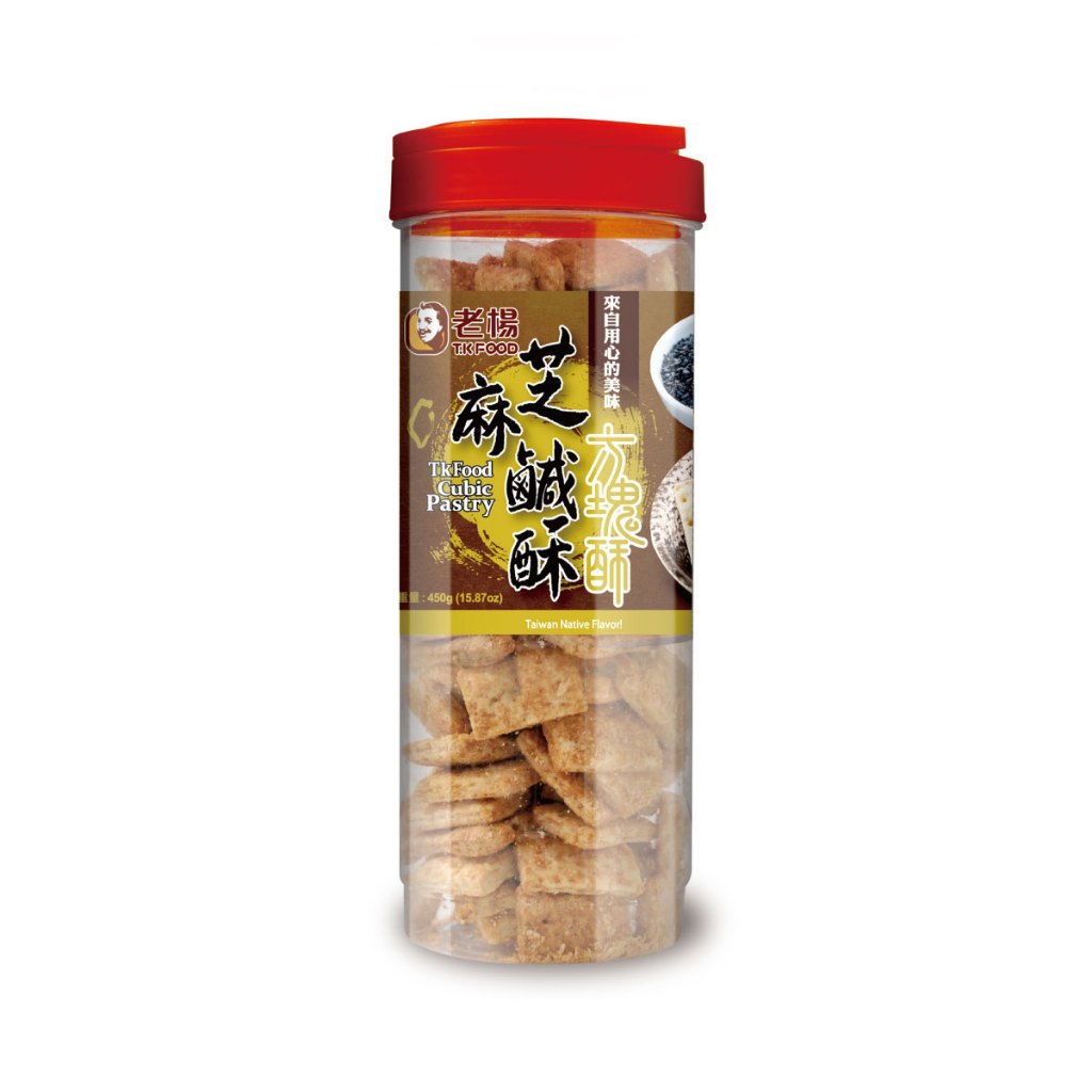 【老楊方塊酥T.K Food】高圓罐－芝麻鹹酥450G
