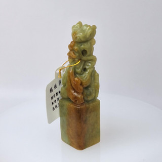 緬甸玉A貨天然滿黃獅子印章/鵝鵝天然翡翠/A4193509