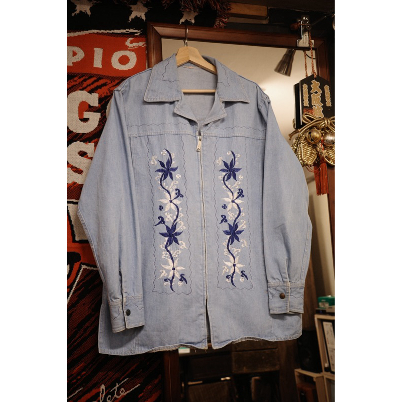 《舊贖古著》70s Embroidered Denim 刺繡 丹寧 牛仔外套 嬉皮 古著 vintage
