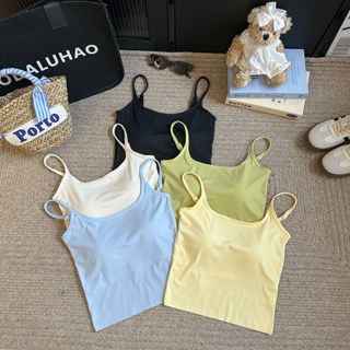 愛依依 小背心 性感吊帶 打底上衣 美背 夏季冰絲無痕馬卡龍色內衣聚攏防外擴大U美背內搭吊帶背心1F107-B2019.