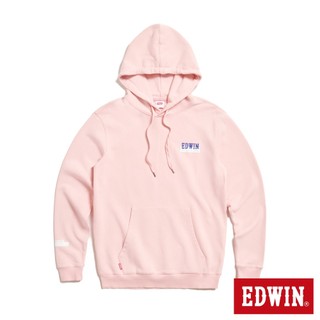 EDWIN 男款 袖口小LOGO連帽長袖T恤(粉紅色)