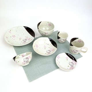 日本正品 日本製 美濃燒 陶器 小皿 中盤皿 小丼碗 湯茶壺 三麗鷗 kitty 和風 櫻花粉 陶瓷盤 陶瓷碗 陶瓷壺