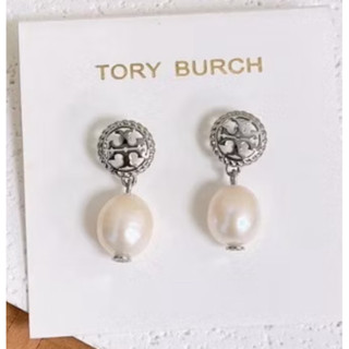 Tory Burch 珍珠耳環 全新現貨 銀色