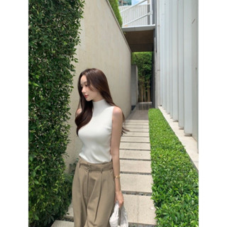 La Maison 氣質簡約高領針織修身無袖背心上衣
