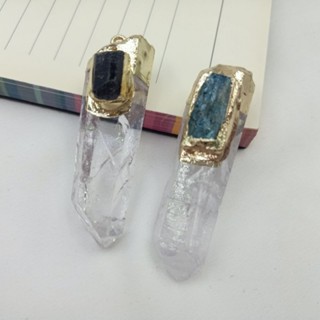 藍晶石黑碧璽鍍金吊墜 原礦 金 項鍊 首飾 黑碧璽 水晶 飾品 白水晶柱 可愛 簡約 生日 聖誕節 禮物