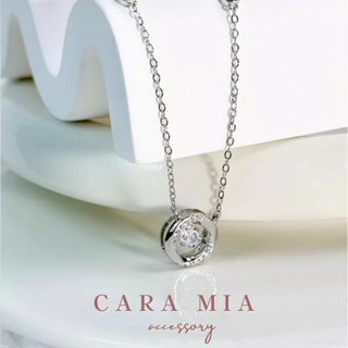 【CARA MIA】莫比烏斯環繞之心 純銀項鍊 項鍊 飾品 925 項鍊女 銀飾 鎖骨鏈 鋯石 鑽 莫桑鑽