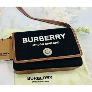 正品全新 Burberry Horseferry印花帆布翻蓋斜背包