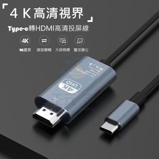 4K高畫質 Type-c轉HDMI線 2米轉換線 200公分手機同屏線 筆記型電腦接電視 桌機 投影儀 高畫質轉接線