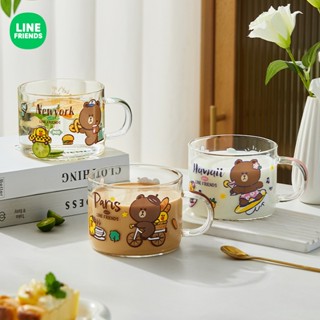 ⭐ LINE FRIENDS 馬克杯 玻璃 水杯 咖啡杯 飲料杯 果汁杯 BROWN 熊大 杯子