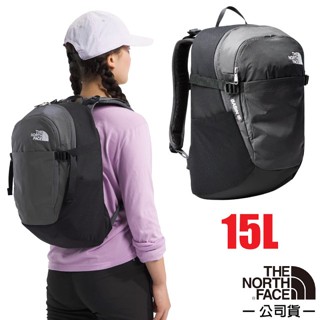 【The North Face】抗撕裂多功能耐磨減震後揹包15L Basin 上學書包 雙肩休閒揹包 瀝黑灰 87SJ