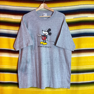 古著•Nuzi_s •Disney米奇灰色膠印卡通tee T4061304 美式短T T恤T-shirt