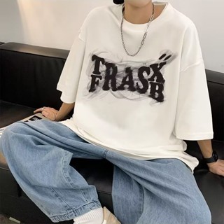 M-5xl美式英文字母印花t恤 加大碼短袖t恤男 潮流情侶裝t恤 日韓棉時尚港式港風男女