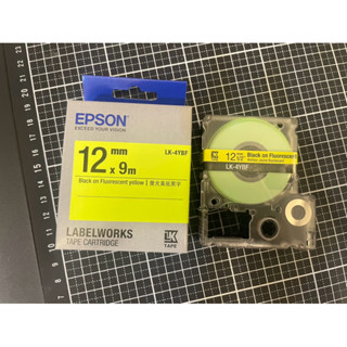 Epson原廠標籤帶螢光黃/黃底黑字12mm/只使用過一次