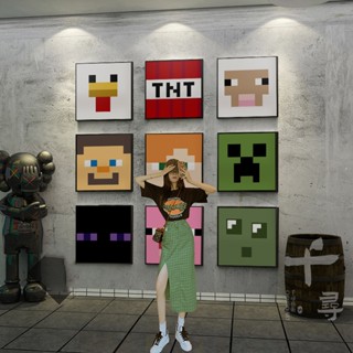 【千尋】我的世界遊戲掛畫 創意兒童房電競房間裝飾畫 minecraft奶茶店卡通壁畫