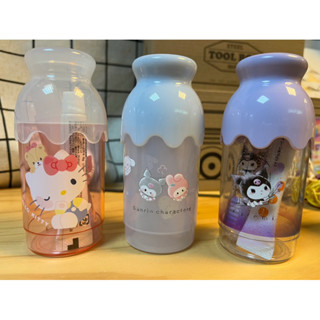 ♡松鼠日貨♡日本 正版 kitty 美樂蒂 庫洛米 大耳狗 布丁狗 帕恰狗 牛奶瓶 造型 兒童 攜帶式 牙刷 牙刷組