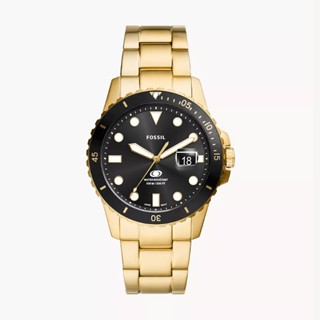 Fossil 運動時尚 FS6035 潛水 手錶 金色 不鏽鋼 男錶 防水 水鬼 日期顯示窗【時間玩家】