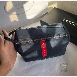 限量 現貨 禮物 正版 PRADA luna rosa 雙拉鍊 可手提 大容量 化妝包 收納包 手提包 便攜 禮盒