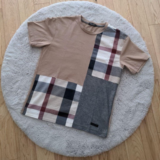 Crestbridge black label 二手 格紋 T-shirt 美品 卡其色 藍色