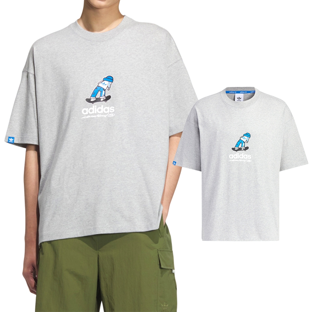 Adidas CS Tee SS M 男款 灰色 運動 休閒 圓領 棉質 印花 滑板 三葉草 上衣 短袖 JI6312