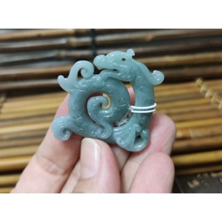 【禾賢行】天然翡翠.[瓜料]藍水鏤空雕龍騰九霄/飛黃騰達.項鍊.玉珮.H24031500739