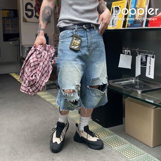 韓國 貓鬚水洗刀割破壞 寬管闊腳牛仔短褲 七分褲 男女可穿【PAKC78】現貨+預購