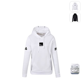 【FILA】女性 吸濕排汗 長袖 運動連帽T恤-白色 5TEX-5714-WT