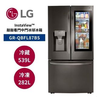 LG樂金 GR-QBFL87BS (聊聊再折)821公升 敲敲看門中門冰箱 星夜黑