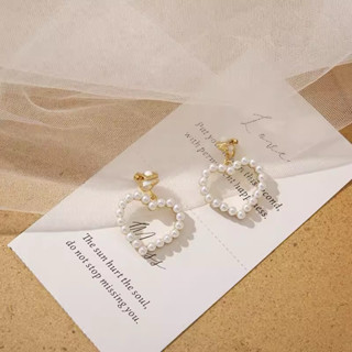 ❤️vivi飾品❤️無耳洞 漂亮寶貝俏麗愛心小珍珠夾式耳環