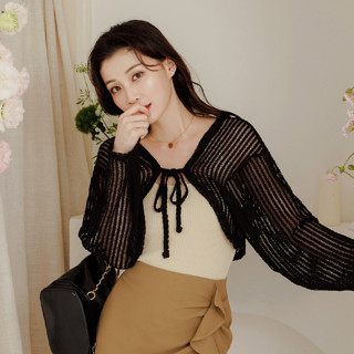 OB嚴選 素色簍空洞洞針織綁帶罩衫外套 《EA3700》大尺碼/女裝/現貨