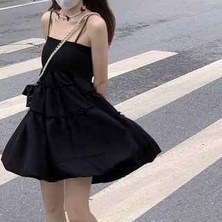 Korea - ̗̀♡  ̖́-︎︎蓬蓬抹胸式吊帶洋裝 細肩帶洋裝
