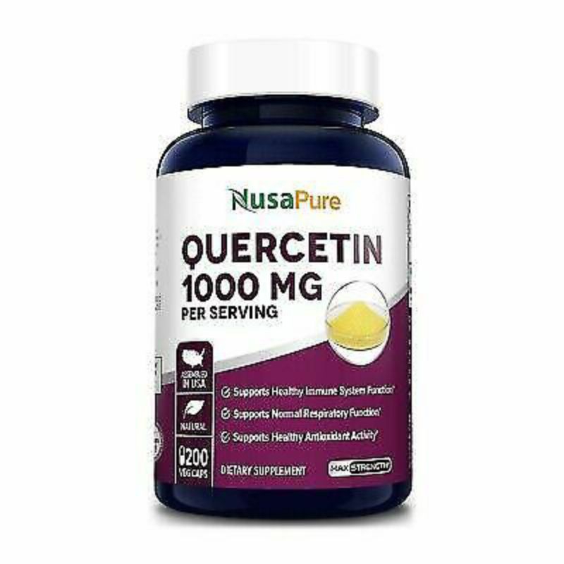 美國NusaPure高強度高吸收率槲皮素Quercetin1000毫mg200粒素食膠囊非基改無麩質含胡椒素

