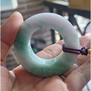 緬甸天然冰糯種春彩翡翠圓型大玉扣吊墜！