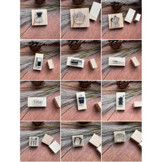 咖啡系列 DIY 剩料木頭 木質印章 小編先用雙面膠固定 自行取貨後 DIY