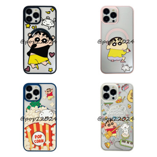 爆米花小白iPhone11 12mini 13 14 15 16Promax XR X手機殼 蠟筆小新magsafe磁吸