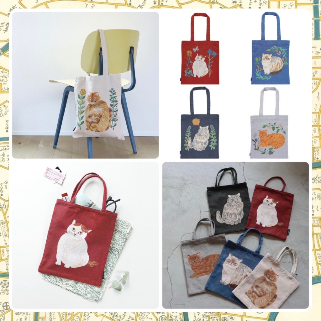 《小巴趴趴造》現貨有發票！日本正版 松尾ミユキ / 松尾美雪 立體刺繡托特包【植物/貓咪】手提包 手提袋 肩背包