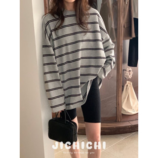 現🔥 Jichichi🇰🇷正韓 條紋長版上衣 可愛條紋衛衣 寬鬆 長版 條紋 上衣 OPS 長袖 ll
