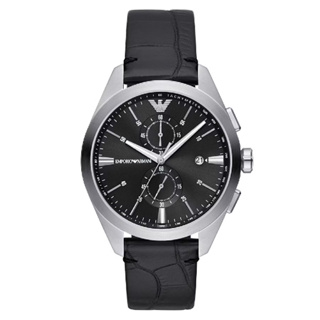 EMPORIO ARMANI 亞曼尼 Rosa系列 AR11542 時空旅人日曆計時手錶 黑面銀框 43MM