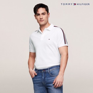 [Tommy Hilfiger]經典條紋標準版型 Polo 衫 白色