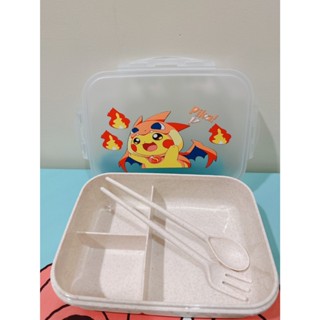 皮卡丘 環保塑膠餐具組(附湯匙叉子) 保鮮盒 便當盒 收納盒