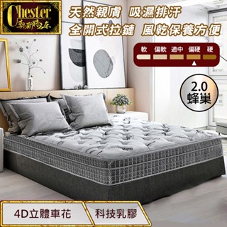 【契斯特】獨立筒床墊 2.0蜂巢獨立筒 5cm天然複合乳膠三線 魯道夫抗菌布雲端式(單人 雙人 加大款)